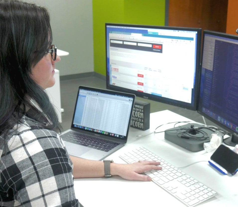 Team member working on TrackFive product improvements
