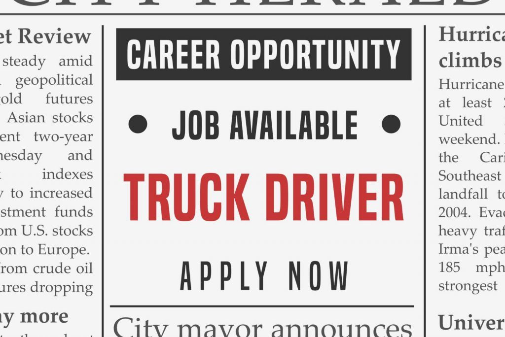 Job opportunity for truck drivers.