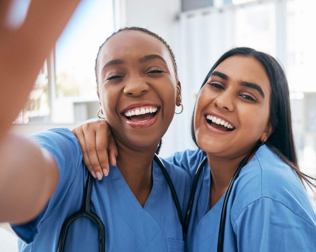 Two nurses taking a selfie