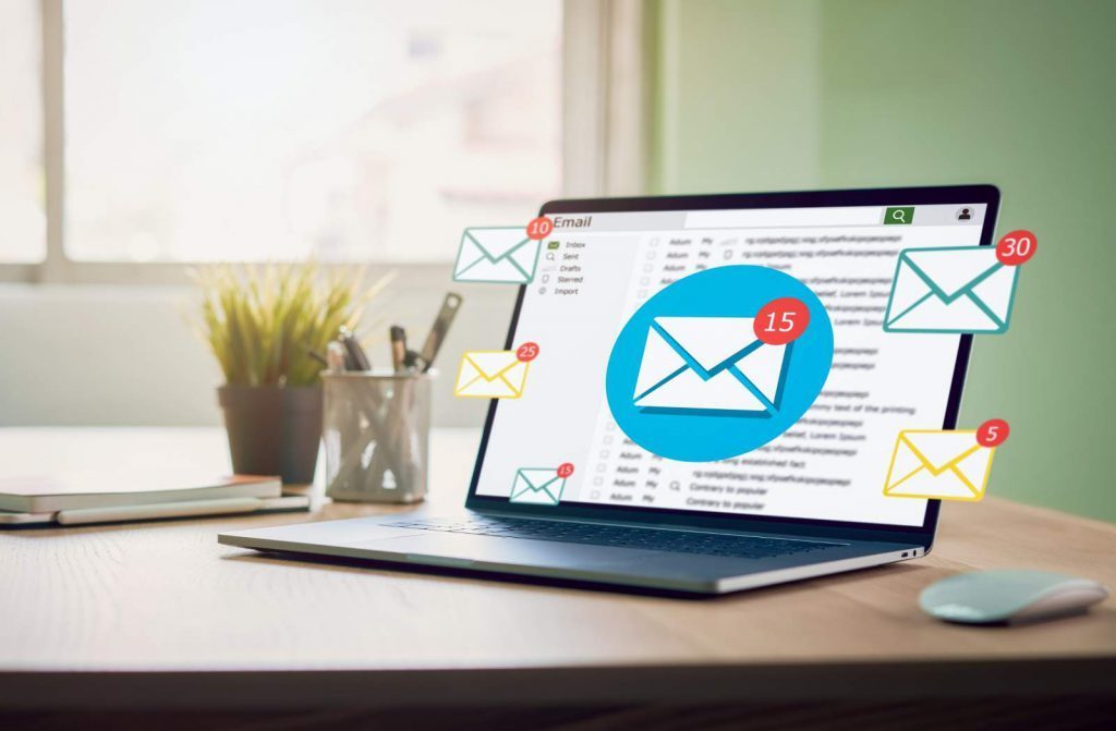 Recruiting emails on laptop