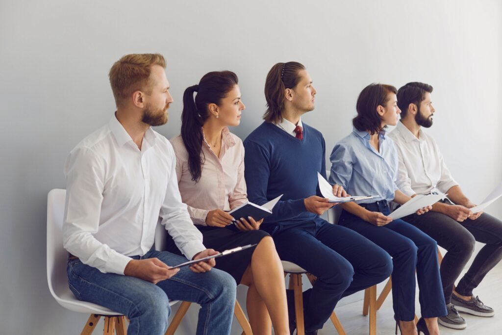 Job candidates looking over to the left